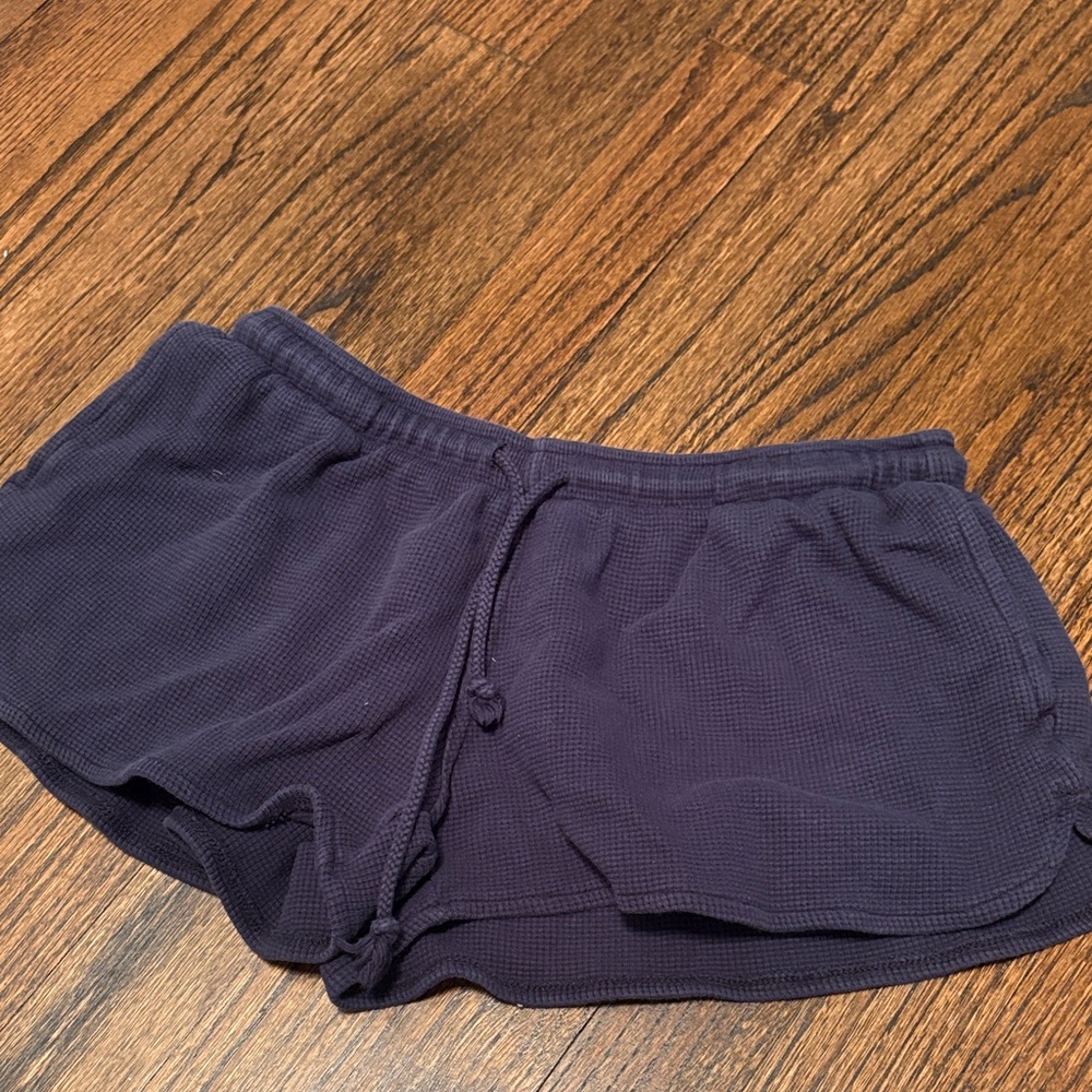 John Galt Women's low rise Navy Waffle-Knit Lounge Shorts